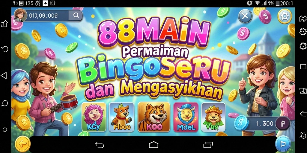Tampilan gameplay 88MAIN yang penuh warna dan interaktif.
