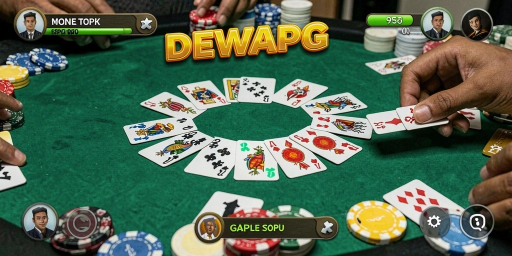 Tampilan gameplay seru dari DEWAPG yang menampilkan kartu Gaple.