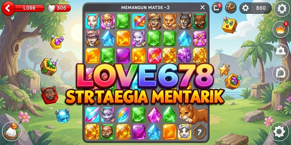 Tangkapan layar <strong>LOVE678</strong> menunjukkan gameplay seru dan mewarnai di level Match-3.