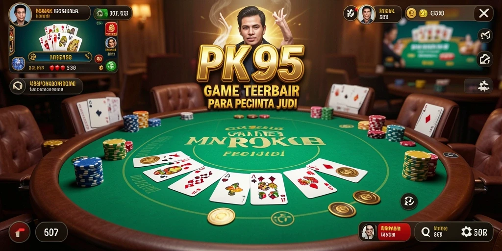 Tangkapan layar permainan PK95 menampilkan aksi poker yang mendebarkan.