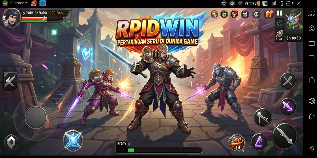 Screenshot RPIDWIN menampilkan pertarungan seru dan karakter yang dinamis.