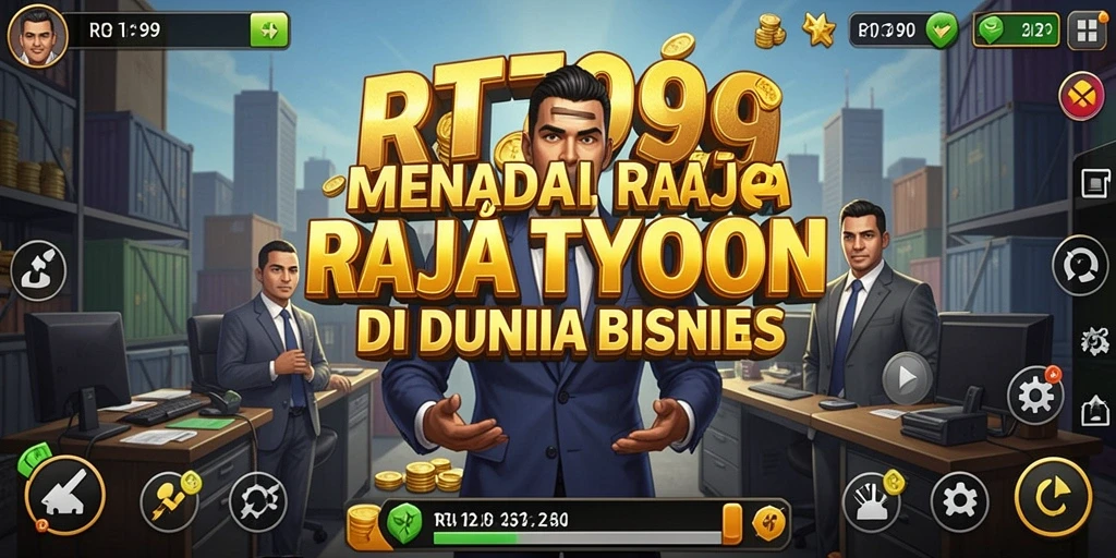 Screenshot gameplay RT99 menampilkan pengelolaan bisnis yang menarik.