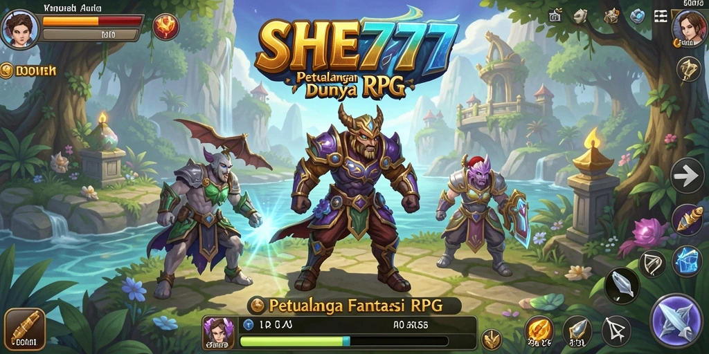 Tampilan gameplay menarik dari SHE777 dengan aksi RPG seru.